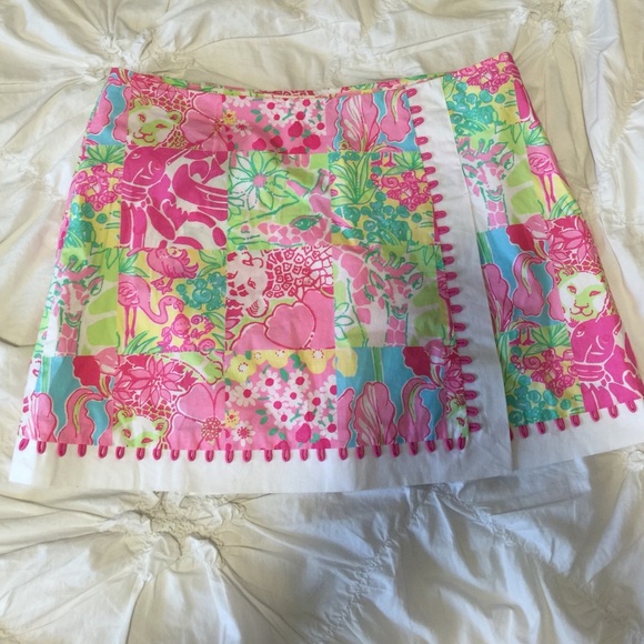 LILLY PULITZER Pink Green Skort Skirt 10 MSRP $200