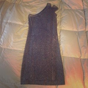 Bebe One-Shoulder Black Sparkly and Sequined Dress