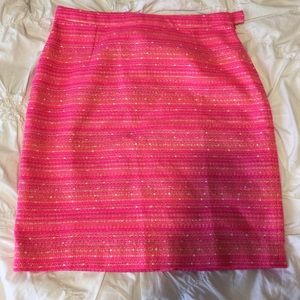 New LILLY PULITZER Pink Gold Tweed Pencil Skirt 12