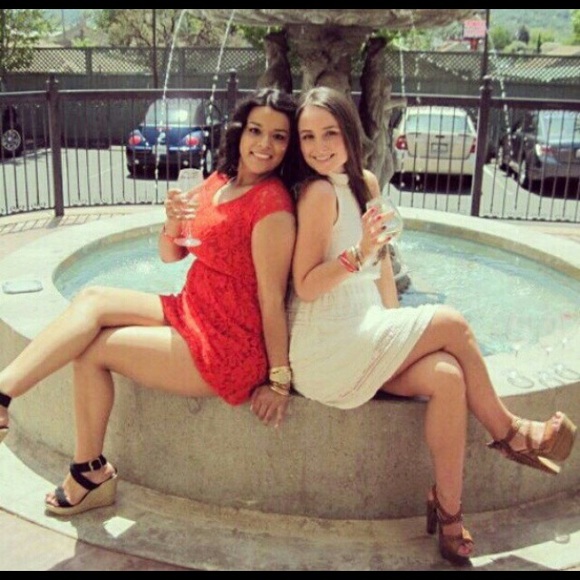 Lace dress with high neck line