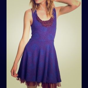 Unique Free People navy and burgundy dress!