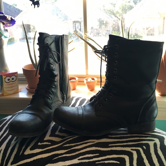 black combat boots