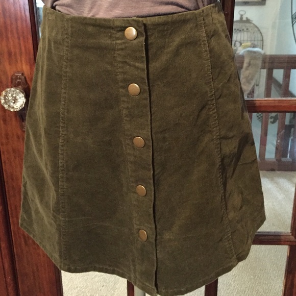 NWT Olive Green Button Skirt