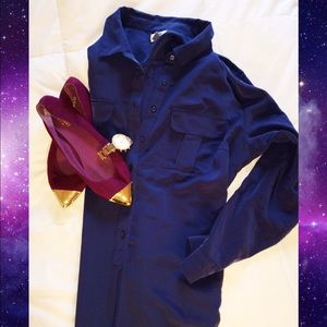 Navy Button Up Dress