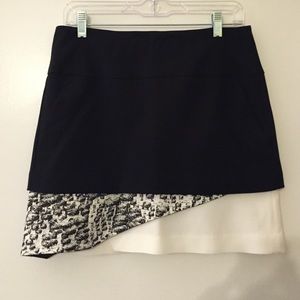 Helmut Lang black/print layered mini skirt