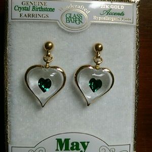 Genuine Crystal 22k gold earrings