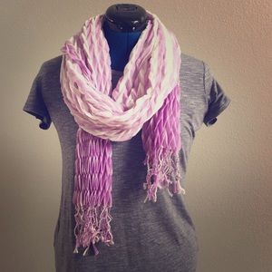 Purple and White Scrunchy Scarf