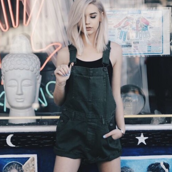 Brandy Melville Amry Green Overalls