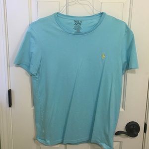 Only worn twice. Men's aqua polo t-shirt.