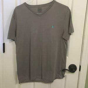 Men's gray short sleeve t-shirt. V-neck.