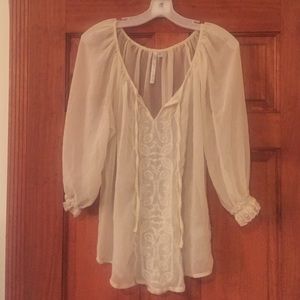 Sheer boho white top