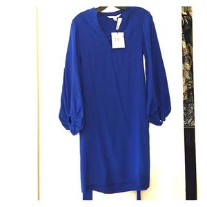 DVF Tanyana Clean Dress blue diamond- long sleeve