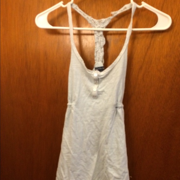Light blue tank with lacy detail