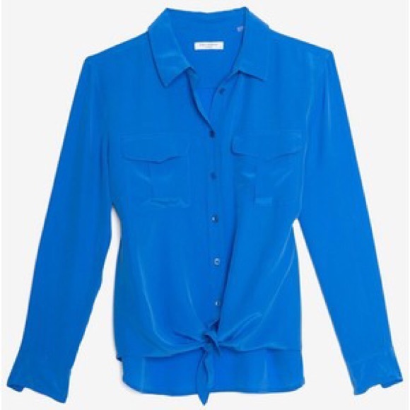Last day: XS equipment silk tie front blouse