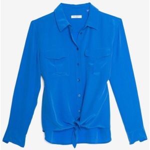 Last day: XS equipment silk tie front blouse