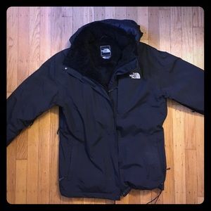 Black North Face Waterproof/fleece lined jacket