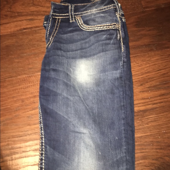 Silver jeans.