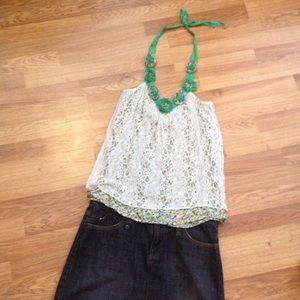 Floral and lace halter top