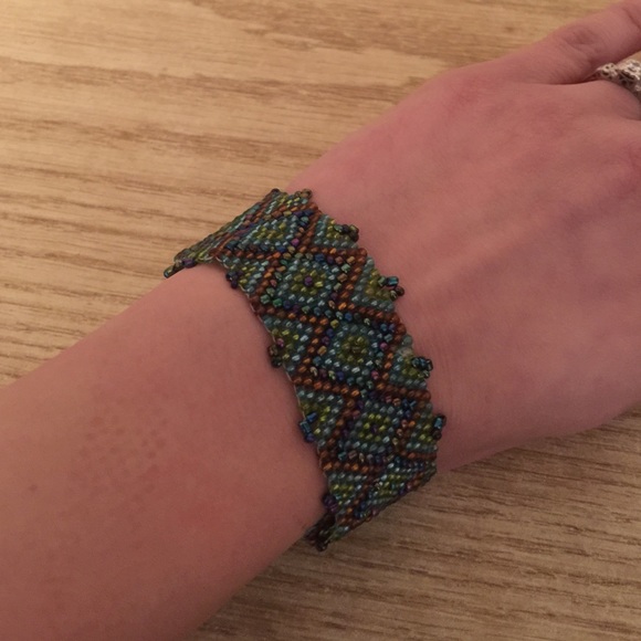 Wide beaded bracelet