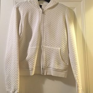 Quilted white zip up hoodie