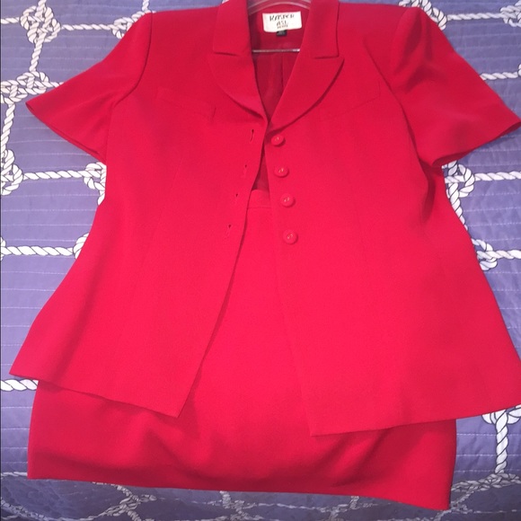 Red skirt suit