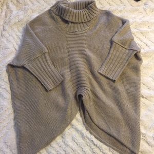 Turtleneck butterfly poncho sweater