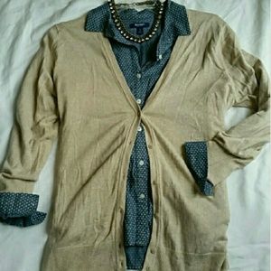 MERONA tan Button-Up 3/4 sleeve Cardigan