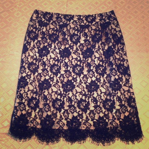Black Lace Pencil Skirt- BR