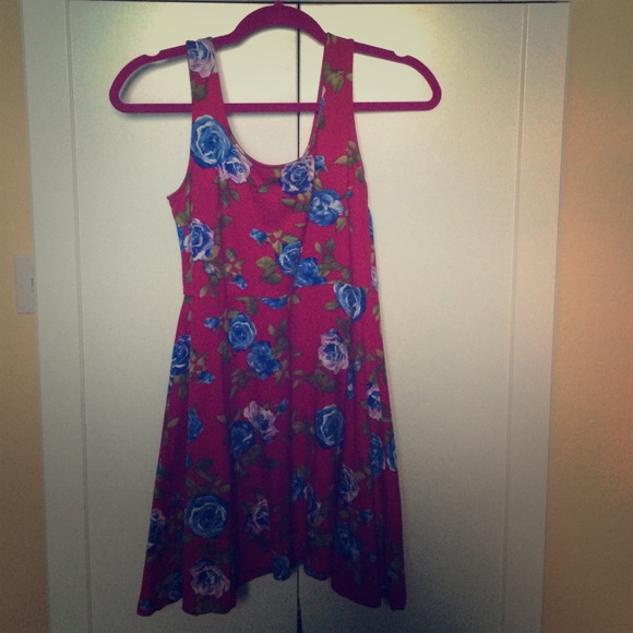 Pink floral skater dress