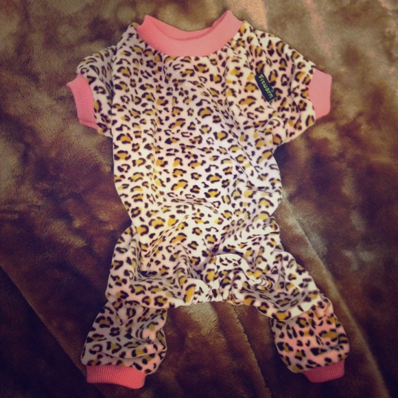 SOLD NWT Leopard Print Velvet Dog Jumpsuit - Picture 1 of 4