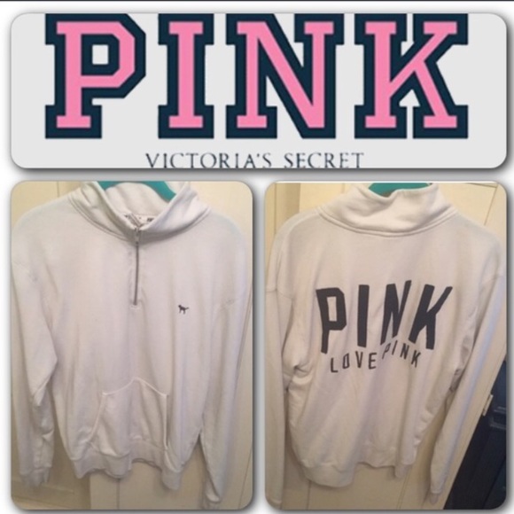 PINK White Half Zip Up- Rare