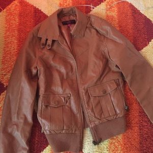 Cute faux leather bomber jacket