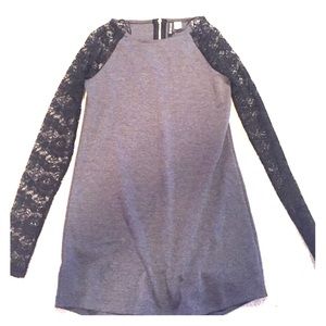gray and black lace shift dress