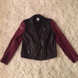 Leather black and maroon jacket