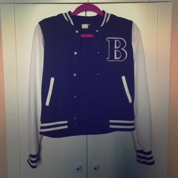Black and white varsity jacket