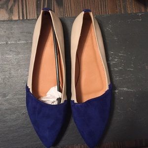 Tan/ royal suede flats