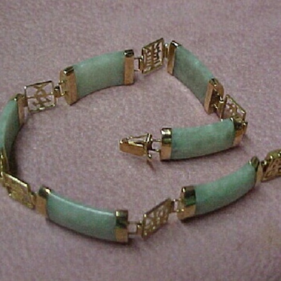 Vintage 14k Jadeite Link Bracelet 7.5" Paypal
