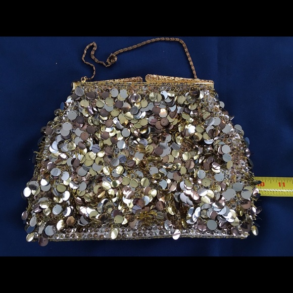 Vintage sequin beaded bag w/ chain strap
