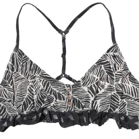 RVCA Crossed Heart Black & White Bralette Bra