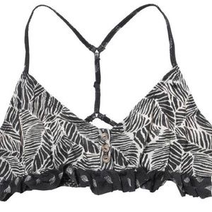 RVCA Crossed Heart Black & White Bralette Bra