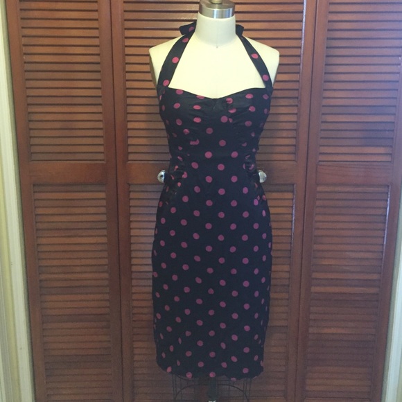 Polka dot halter dress.