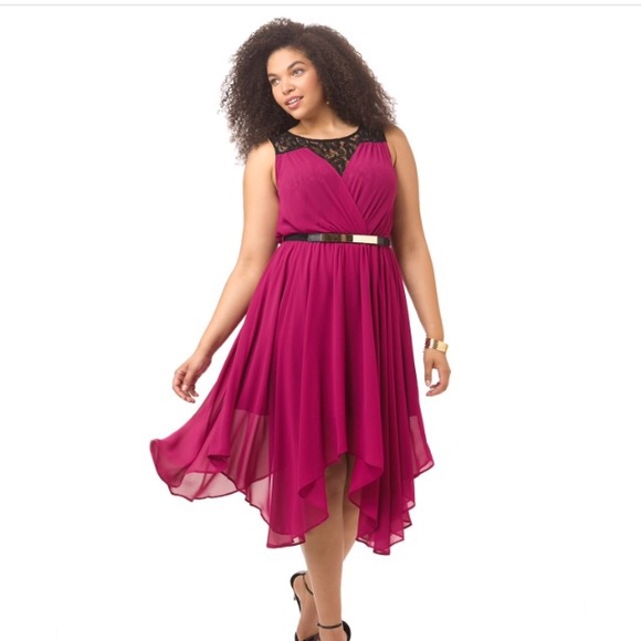 Raspberry Lace and Chiffon Dress