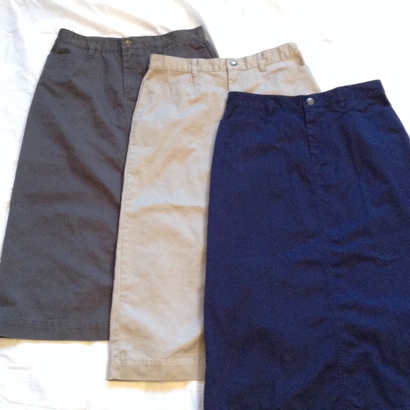 Bundle of 3 Skirts - Grey, Blue, and Tan