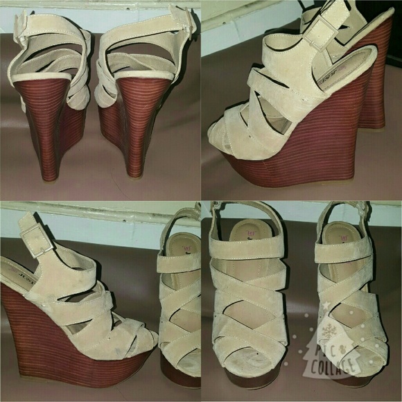Tan Wedge Sandals - Picture 1 of 4