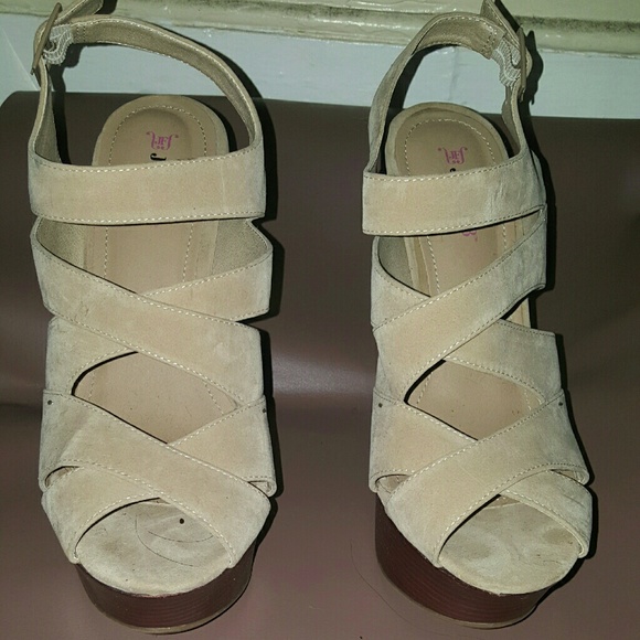 Tan Wedge Sandals - Picture 2 of 4