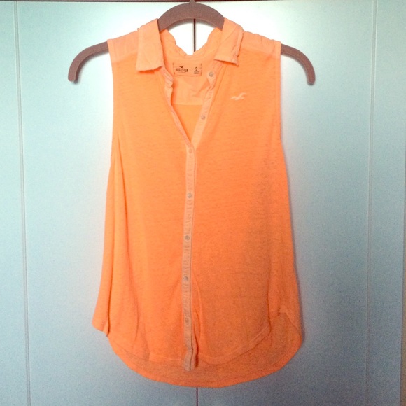 Neon Orange Button Up Hollister Tank