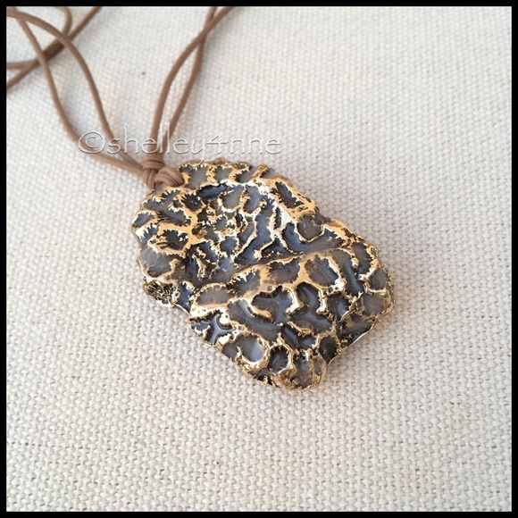 Enameled Coral Pendant w/ Mocha Cord - Picture 2 of 4