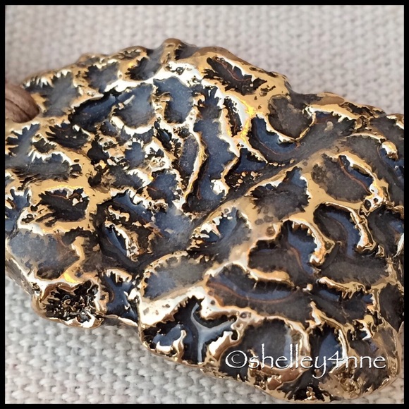 Enameled Coral Pendant w/ Mocha Cord - Picture 3 of 4