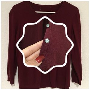 MAROON CARDIGAN W DIAMOND BUTTONS