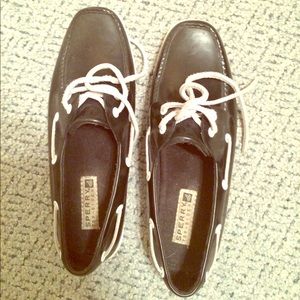 Black rubber Sperry Topsiders